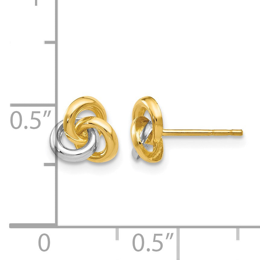 14k and White Rhodium Trinity Knot Post Earrings
