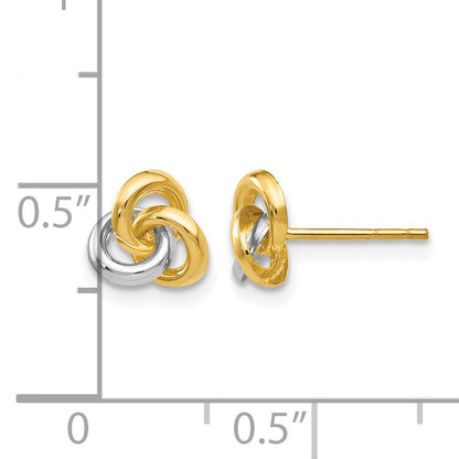 14k and White Rhodium Trinity Knot Post Earrings