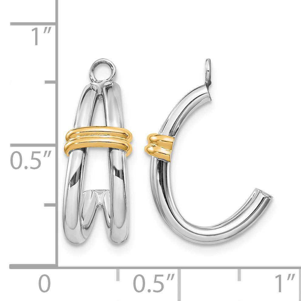 14k Two-tone J-Hoop Earring Jackets
