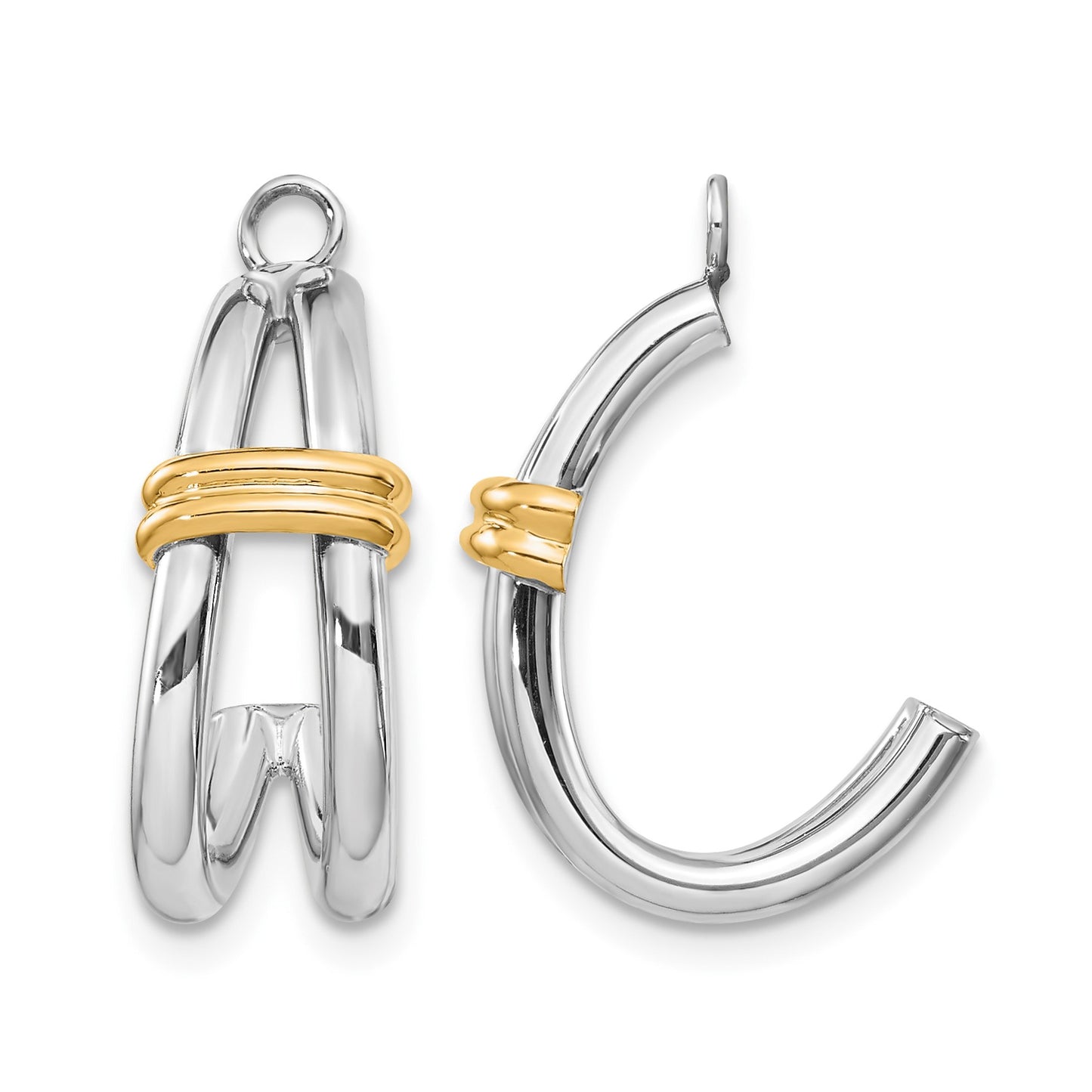 14k Two-tone J-Hoop Earring Jackets