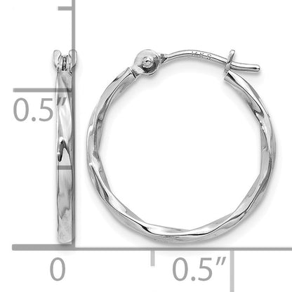 14k White Gold Twisted Hoop Earrings