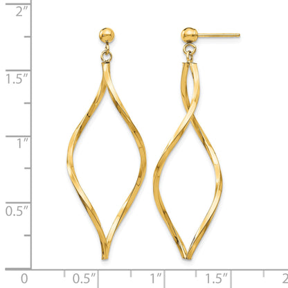 14k Twisted Oval Dangle Post Earrings