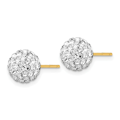 14K 8mm Clear Crystal Round Ball Post Earrings