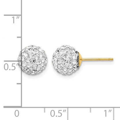 14K 8mm Clear Crystal Round Ball Post Earrings