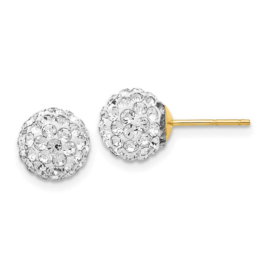 14K Post 8mm Crystal Ball Earrings