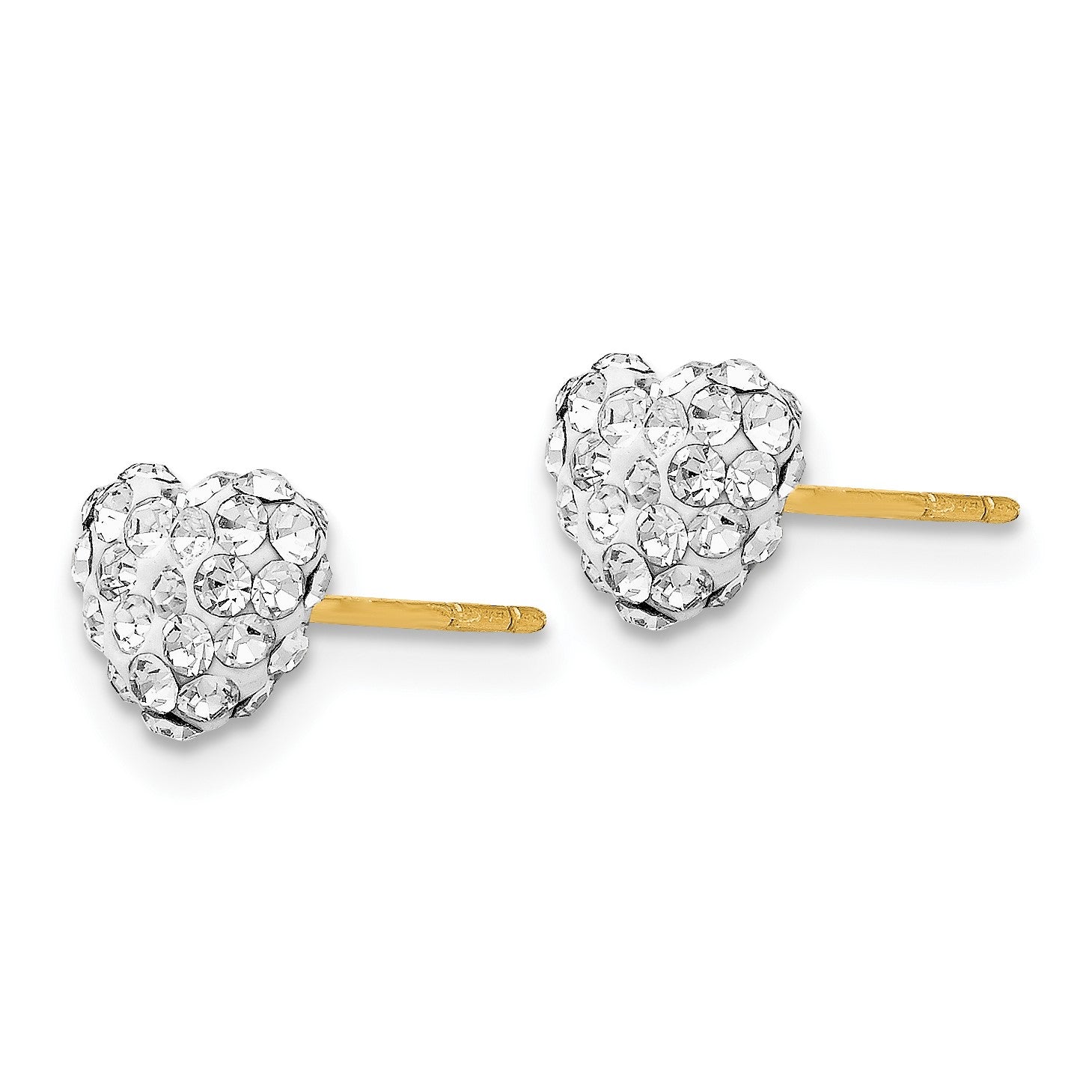 14K 6mm Clear Crystal Heart Post Stud Earrings