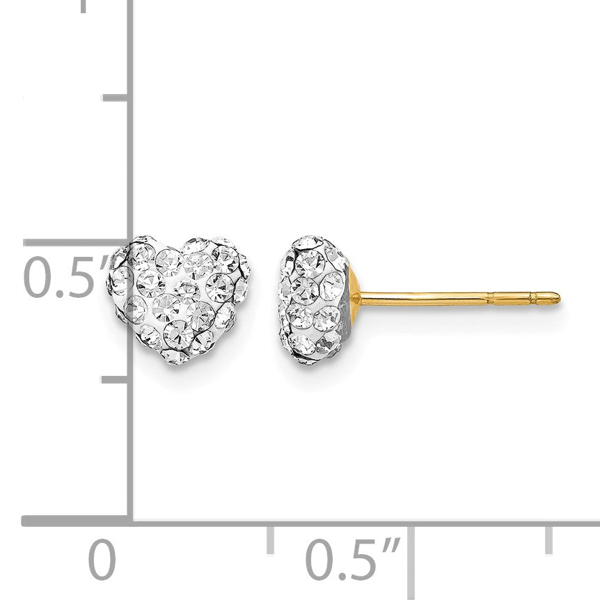 14K 6mm Clear Crystal Heart Post Stud Earrings
