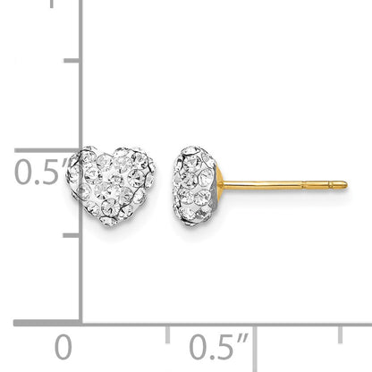 14K 6mm Clear Crystal Heart Post Stud Earrings