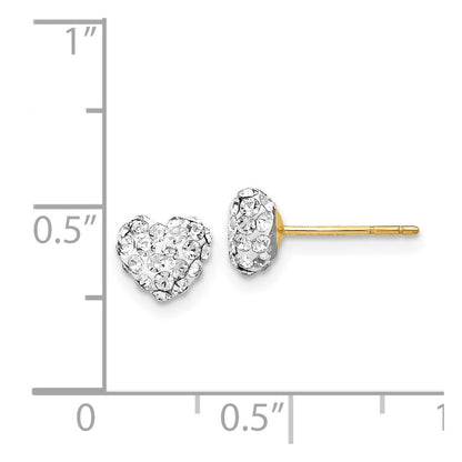 14K Post 6mm Crystal Heart Post Stud Earrings