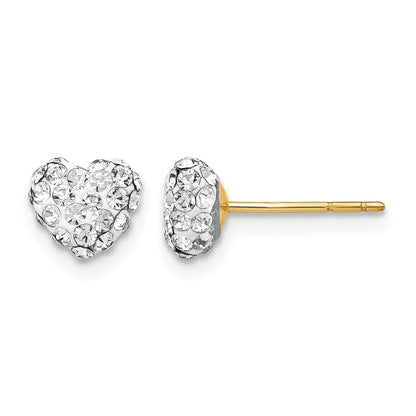 14K 6mm Clear Crystal Heart Post Stud Earrings