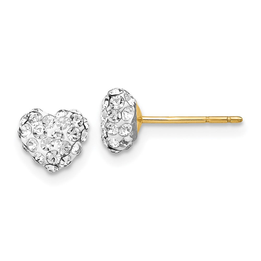 14K Post 6mm Crystal Heart Post Stud Earrings