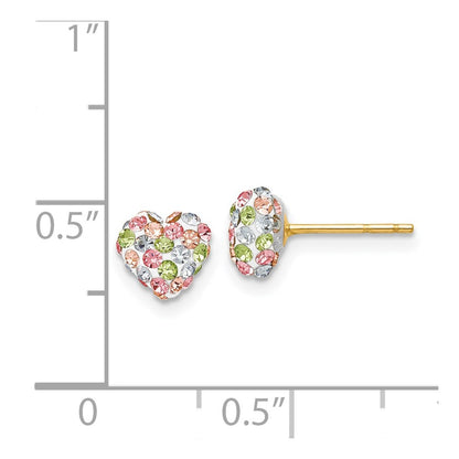 14k Pastel Multi-colored Crystal 6mm Heart Post Earrings