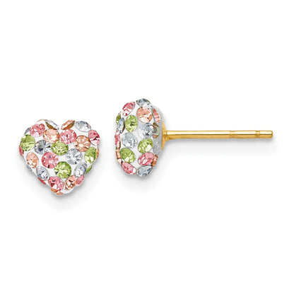 14k Pastel Multi-colored Crystal 6mm Heart Post Earrings