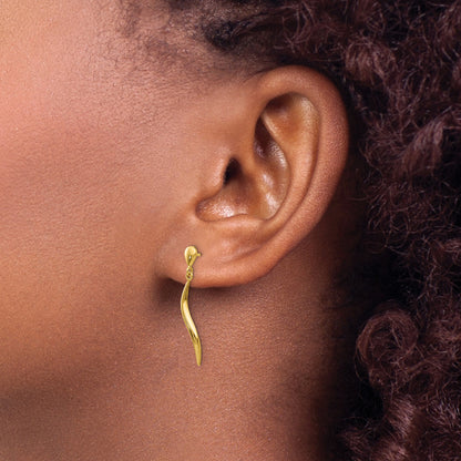 14k Polished Wavy Dangle Post Earrings