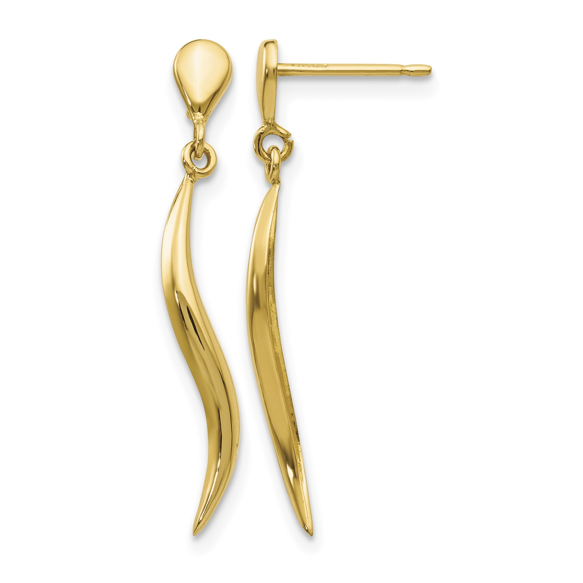 14k Polished Wavy Dangle Post Earrings