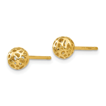 14K 5.5mm Fancy Pierced Ball Post Earrings