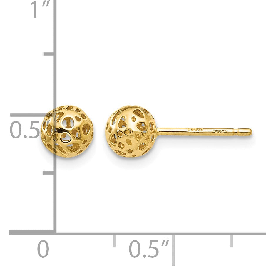 14K 5.5mm Fancy Pierced Ball Post Earrings