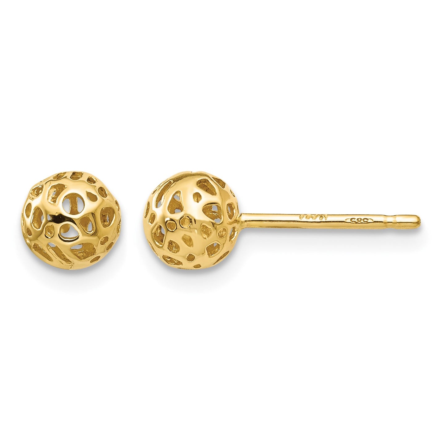 14K 5.5mm Fancy Pierced Ball Post Earrings