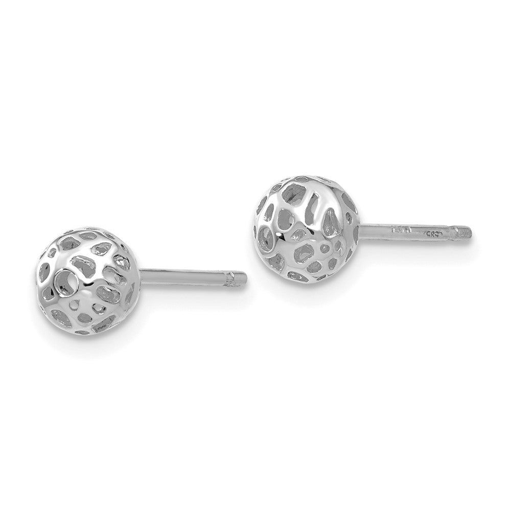 14K White Gold Small Fancy Ball Post Earrings