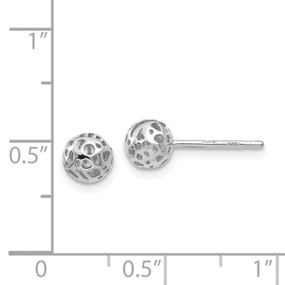 14K White Gold Small Fancy Ball Post Earrings