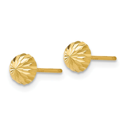 14k 5mm Polished Diamond-cut Half Ball Post Earrings