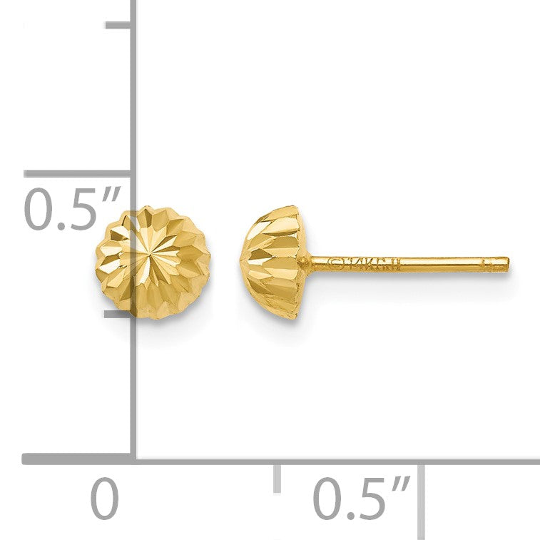 14k 5mm Polished Diamond-cut Half Ball Post Earrings