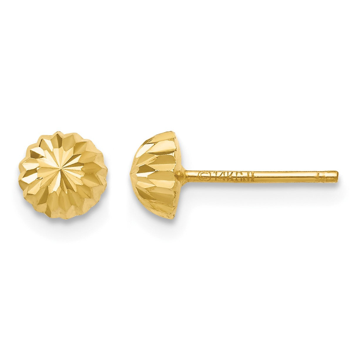 14k 5mm Polished Diamond-cut Half Ball Post Earrings