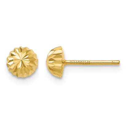 14k 5mm Polished Diamond-cut Half Ball Post Earrings