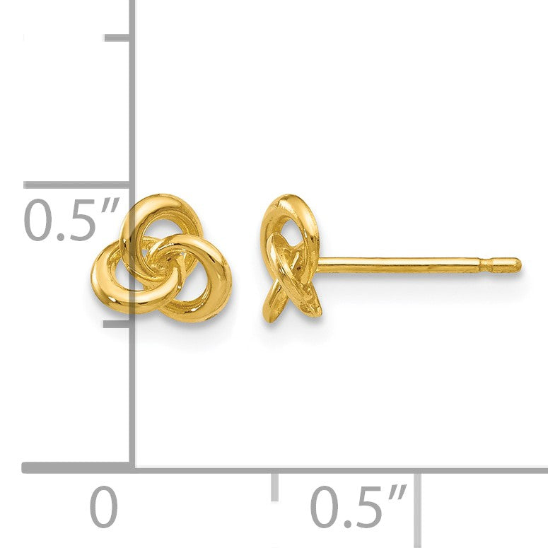 14k Polished Small Trinity Knot Post Earrings