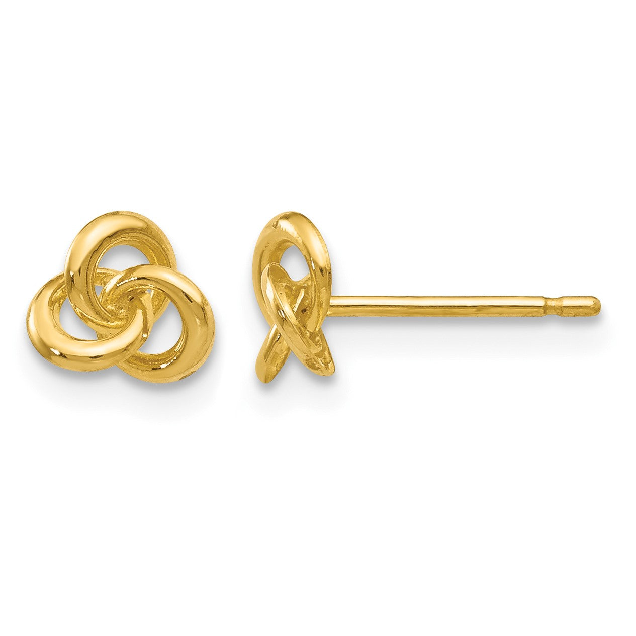14k Polished Small Trinity Knot Post Earrings