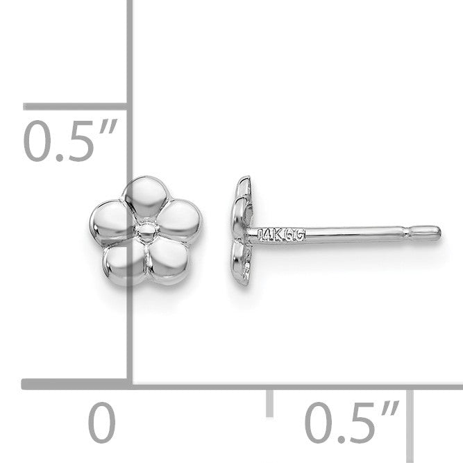 14k White Gold Polished Flower Post Earrings