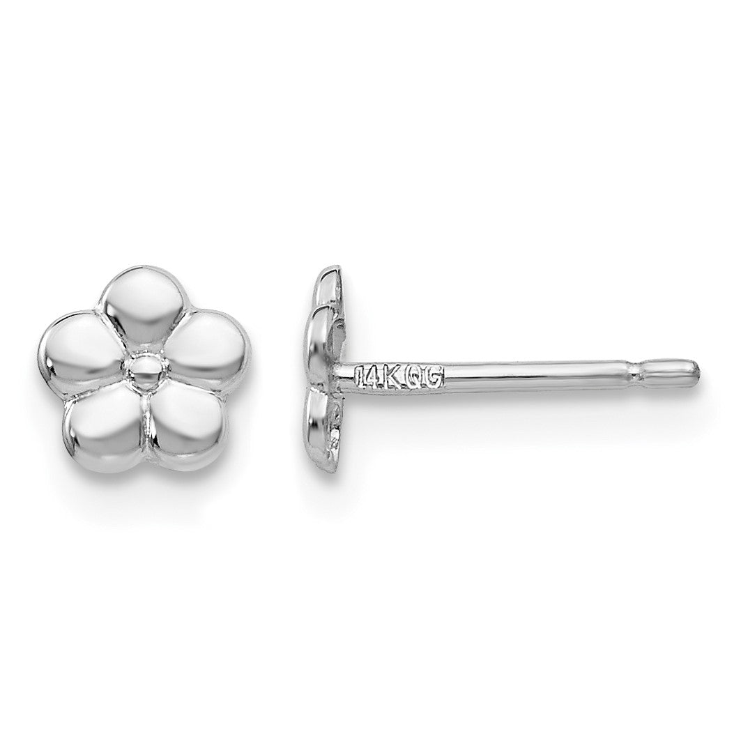 14k White Gold Polished Flower Post Earrings