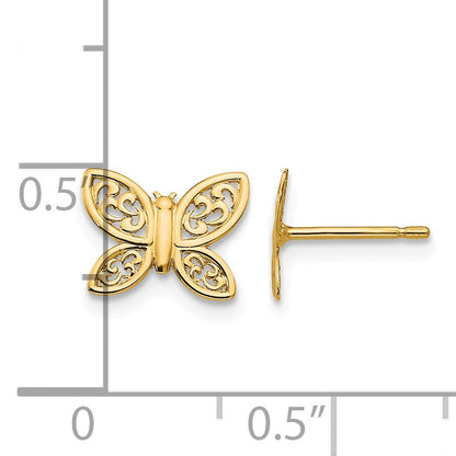 14k Polished Filigree Butterfly Post Earrings