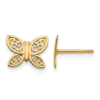 14k Polished Filigree Butterfly Post Earrings