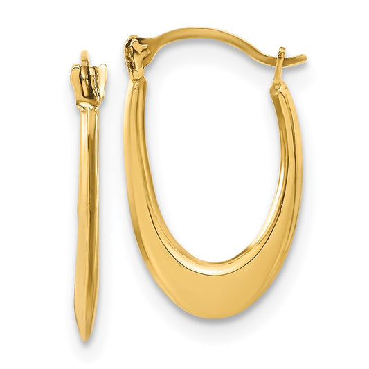 14k Polished Hollow U-Shaped Hoops