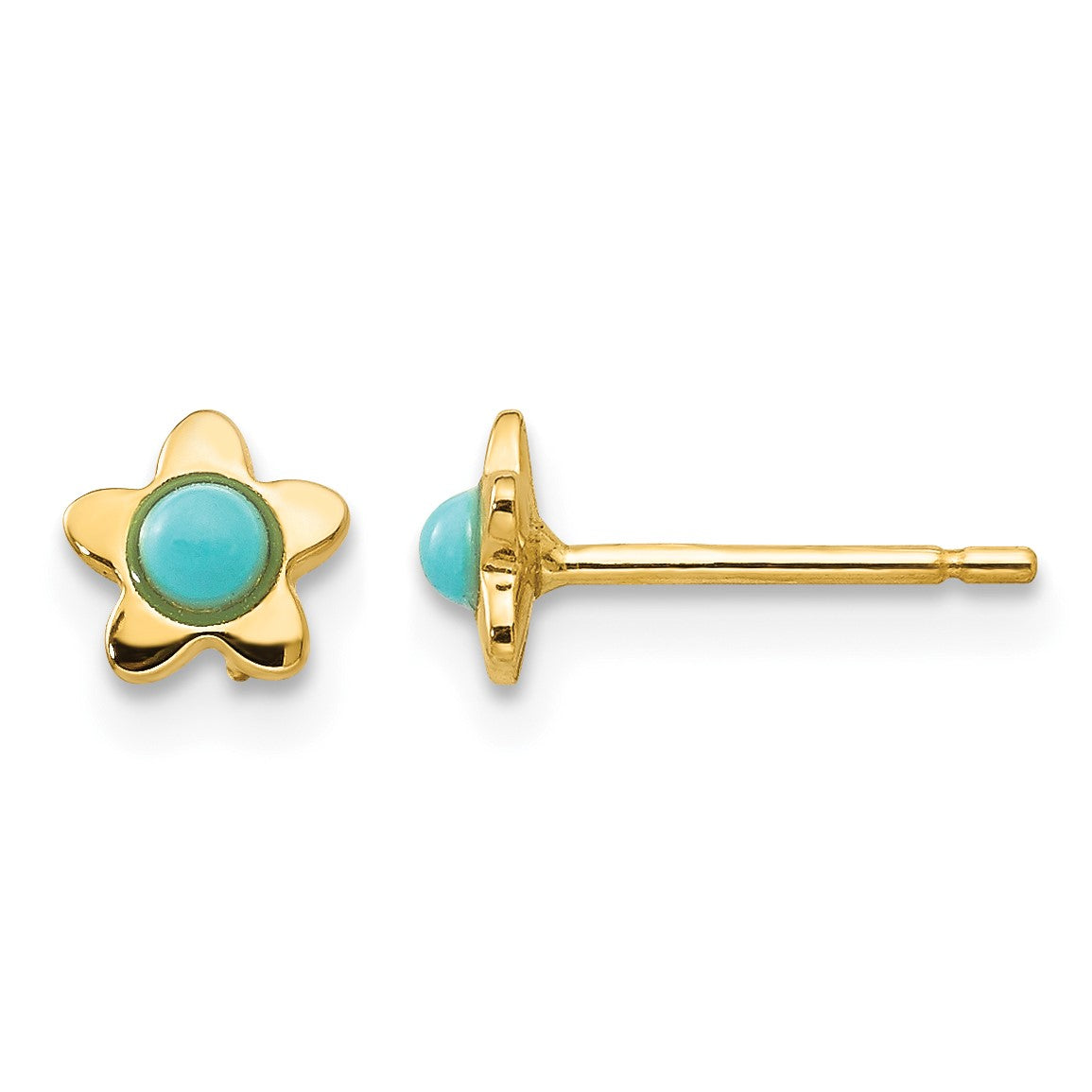 14k Polished Turquoise Star Post Earrings
