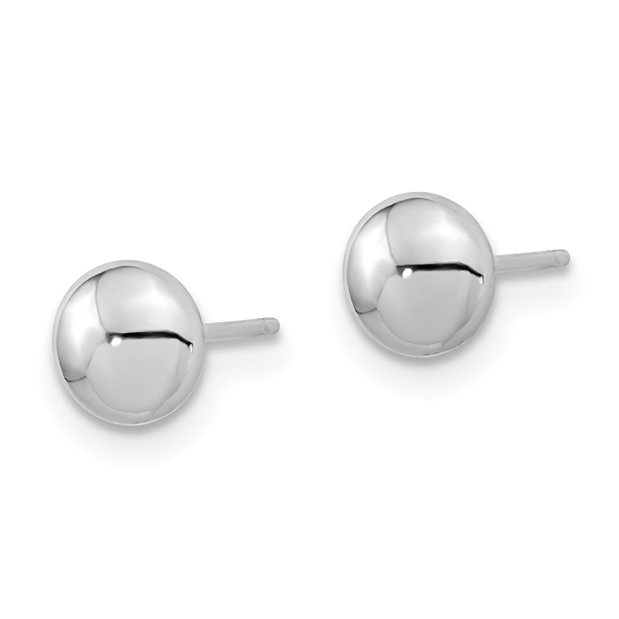 14k White Gold 5mm Polished Puffed Round Button Post Earrings