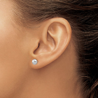 14k White Gold 5mm Polished Puffed Round Button Post Earrings