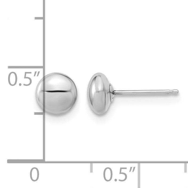14k White Gold 5mm Polished Puffed Round Button Post Earrings