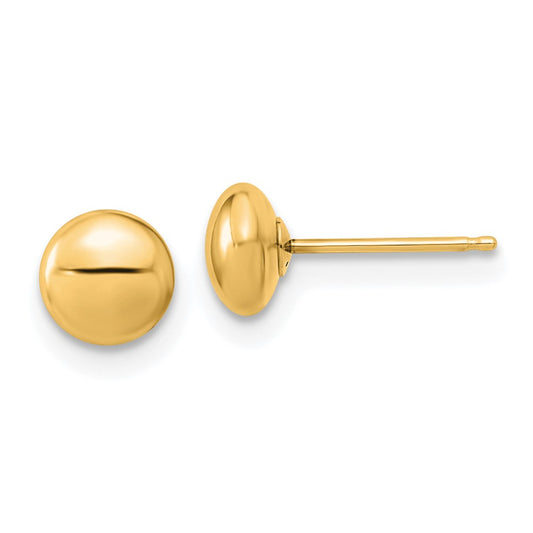 14k Gold Polished Button Post Earrings