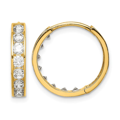 14K CZ Hinged Hoop Earrings