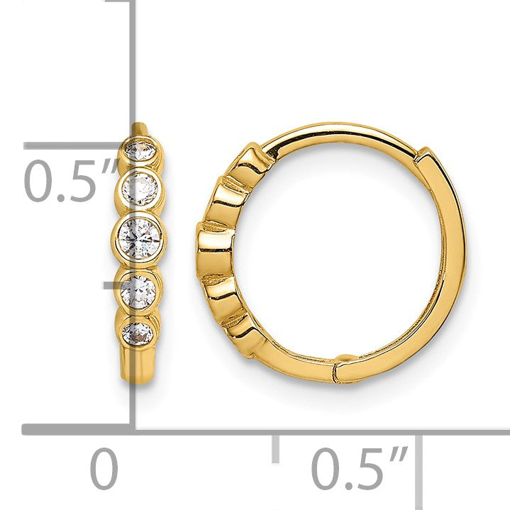 14K CZ Hinged Hoop Earrings