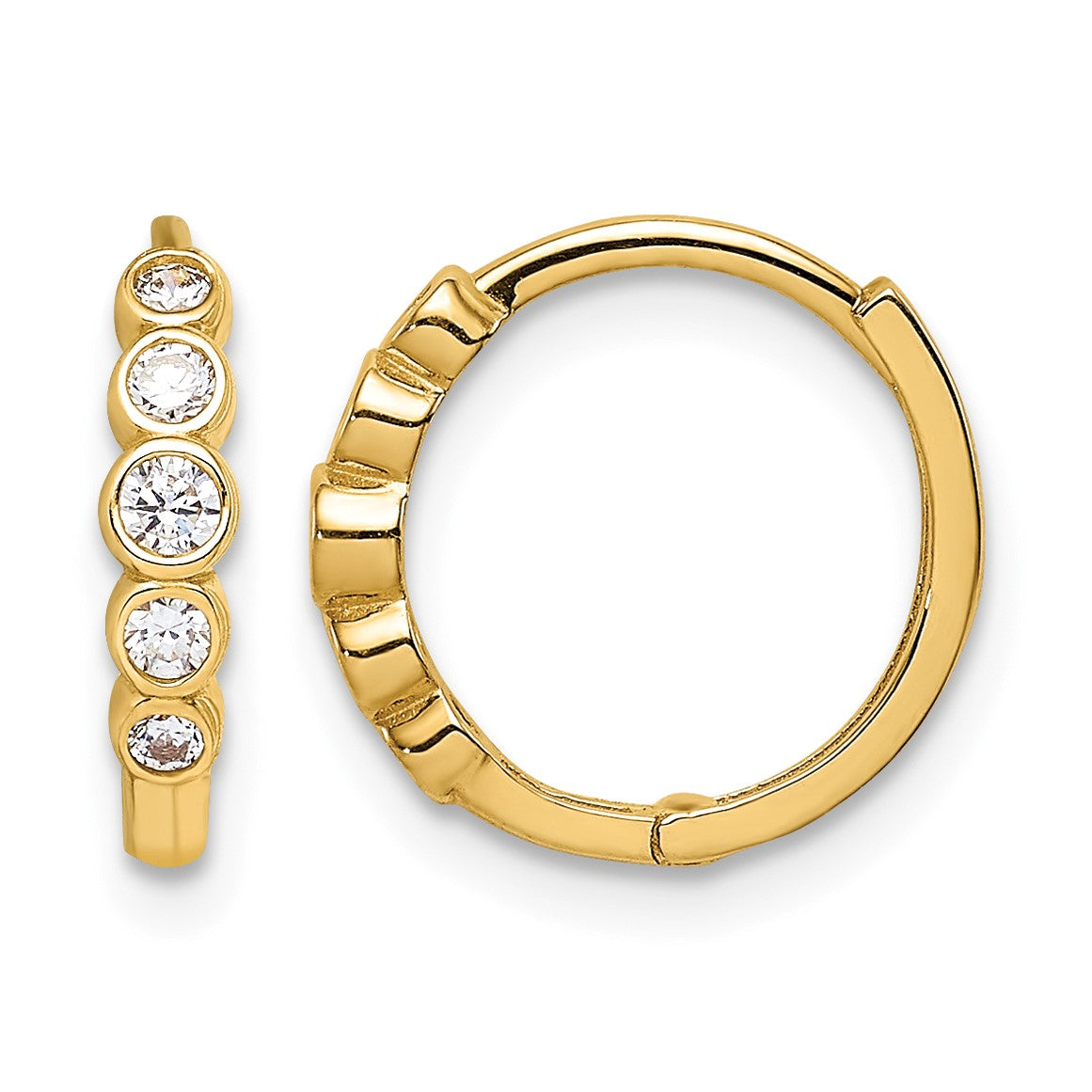 14K CZ Hinged Hoop Earrings