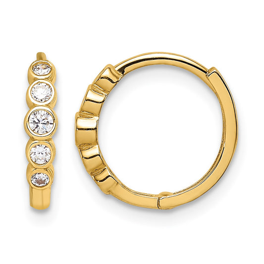 14K CZ Hinged Hoop Earrings