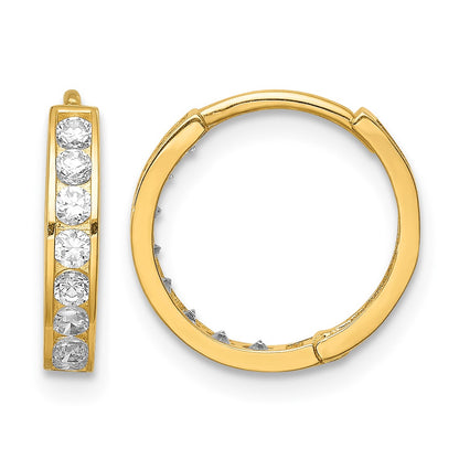 14K CZ Hinged Hoop Earrings