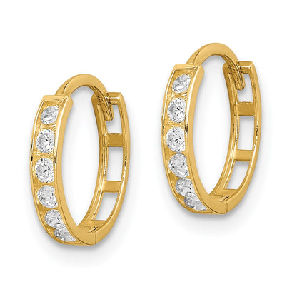 14K CZ Hinged Hoop Earrings