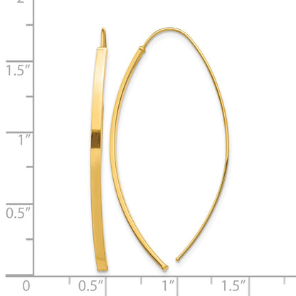 14K Polished Bar Dangle Threader Earrings