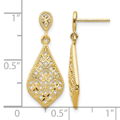14K Fancy Filigree Dangle Post Earrings