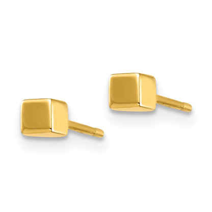 14K Polished 3mm Cube Post Earrings