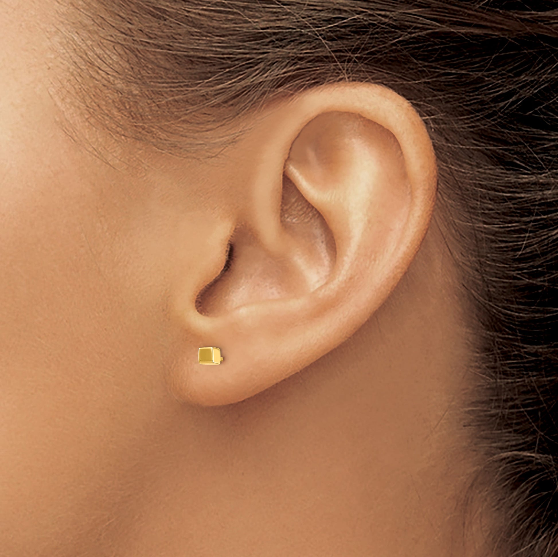 14K Polished 3mm Cube Post Earrings